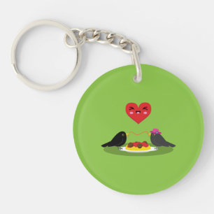 Spaghetti Meatballs Romantic Date Keychain