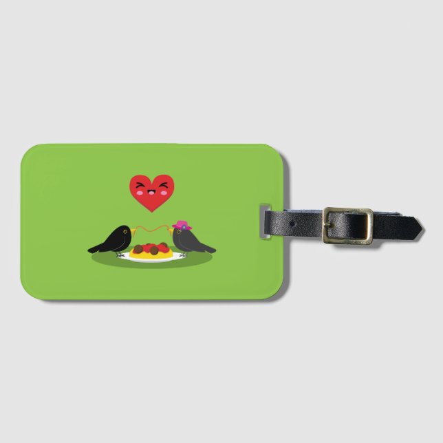 Spaghetti Meatballs Romantic Date Luggage Tag (Front Horizontal)
