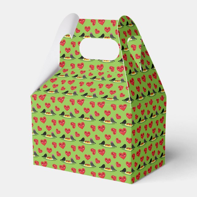 Spaghetti Meatballs Romantic Date Pattern Favor Boxes (Front Side)