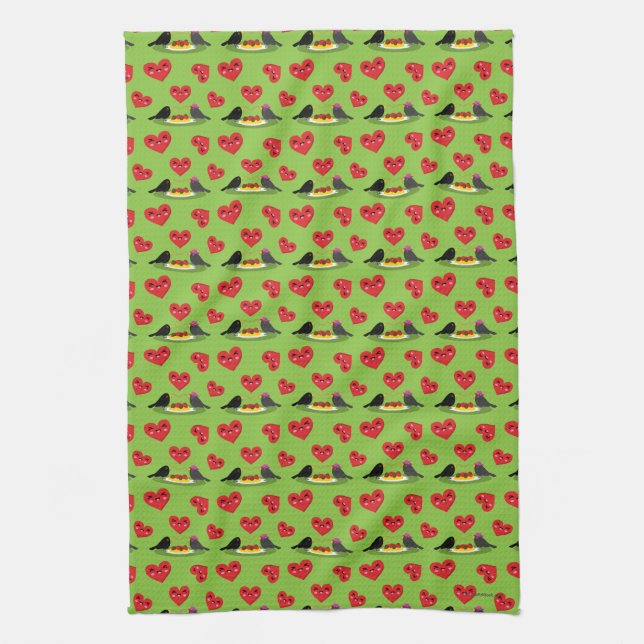 Spaghetti Meatballs Romantic Date Pattern Kitchen Towel (Vertical)