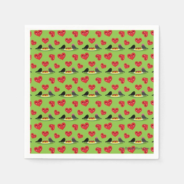 Spaghetti Meatballs Romantic Date Pattern Napkins (Front)