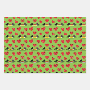 Spaghetti Meatballs Romantic Date Pattern Wrapping Paper Sheets