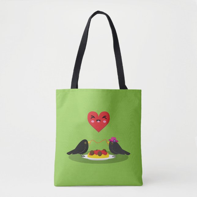 Spaghetti Meatballs Romantic Date Tote Bag (Front)