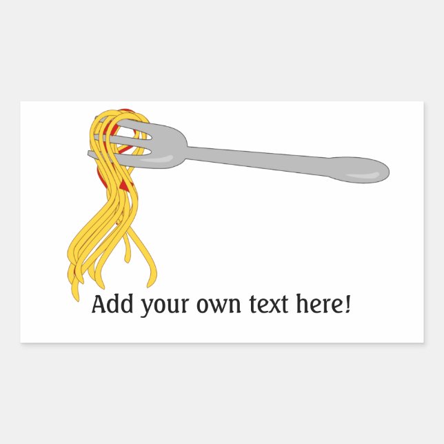 Spaghetti on Fork: Pasta Image Rectangular Sticker (Front)