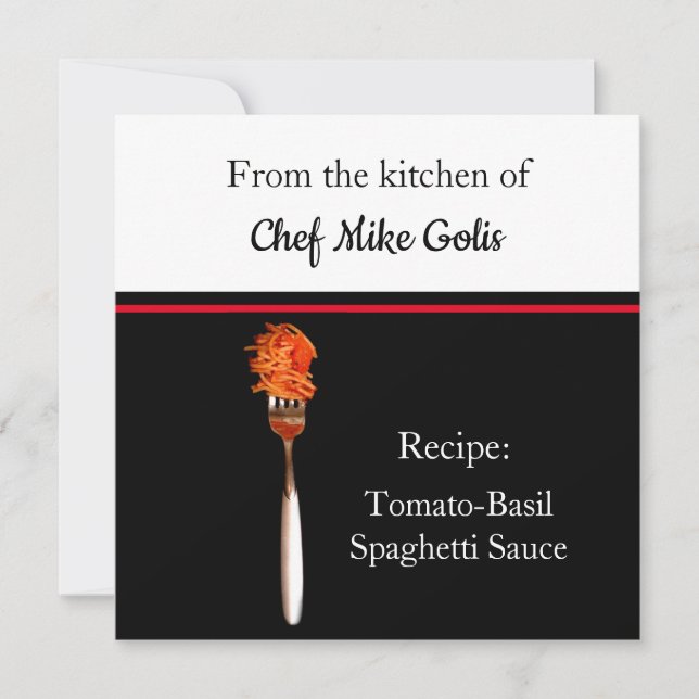 Spaghetti on Fork Tomato Sauce  Recipe Card (Front)