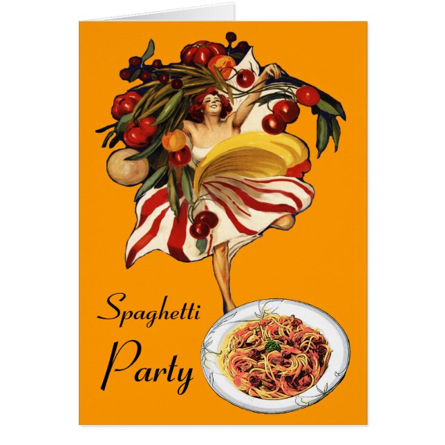 SPAGHETTI PARTY DANCE,ITALIAN KITCHEN AND TOMATOES CARDS (Front)