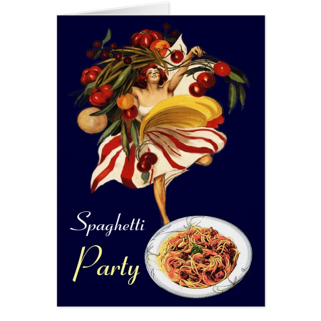 SPAGHETTI PARTY DANCE,ITALIAN KITCHEN AND TOMATOES CARDS (Front)