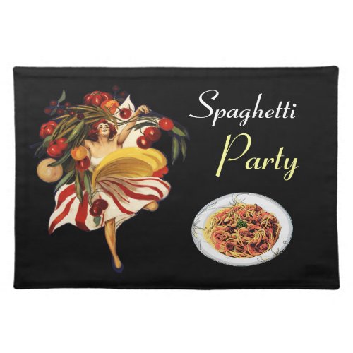 SPAGHETTI PARTY DANCEITALIAN KITCHEN AND TOMATOES CLOTH PLACEMAT