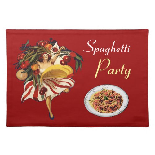 SPAGHETTI PARTY DANCEITALIAN KITCHEN AND TOMATOES CLOTH PLACEMAT