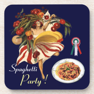 SPAGHETTI PARTY DANCE,ITALIAN KITCHEN AND TOMATOES COASTER