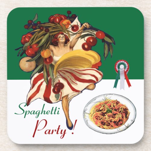 SPAGHETTI PARTY DANCEITALIAN KITCHEN AND TOMATOES COASTER