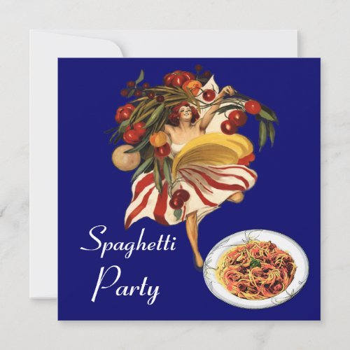 SPAGHETTI PARTY DANCEITALIAN KITCHEN AND TOMATOES INVITATION