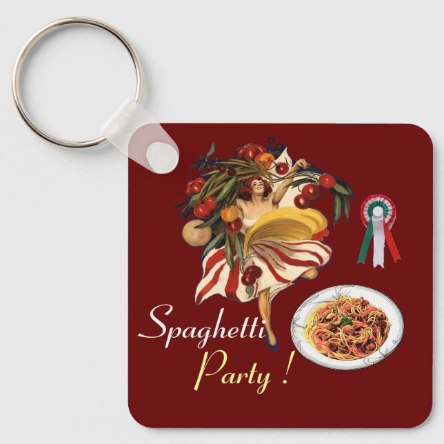 SPAGHETTI PARTY DANCE,ITALIAN KITCHEN AND TOMATOES KEYCHAIN (Front)