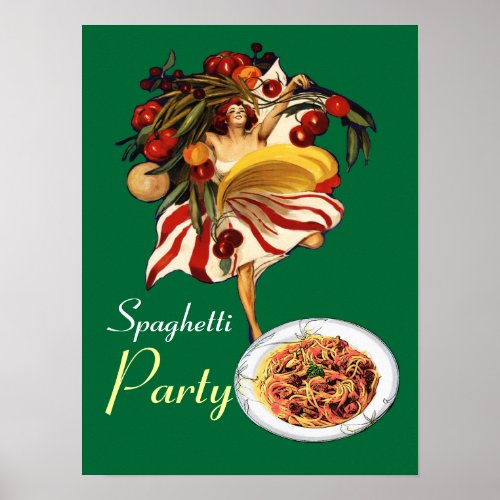 SPAGHETTI PARTY DANCEITALIAN KITCHEN AND TOMATOES POSTER