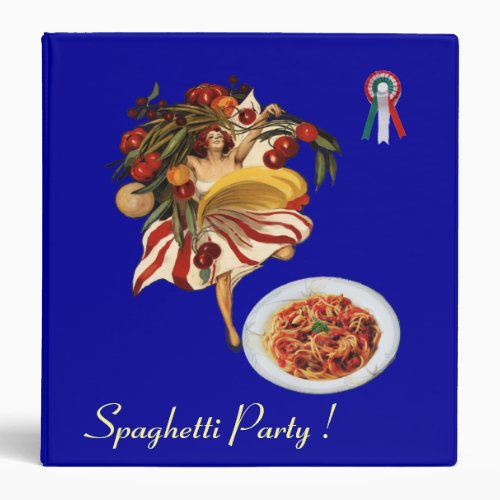 SPAGHETTI PARTY DANCE ITALIAN KITCHEN RECIPE BOOK 3 RING BINDER