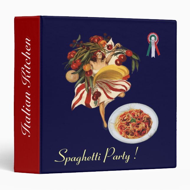 SPAGHETTI PARTY DANCE ITALIAN KITCHEN RECIPE BOOK BINDER (Front/Spine)
