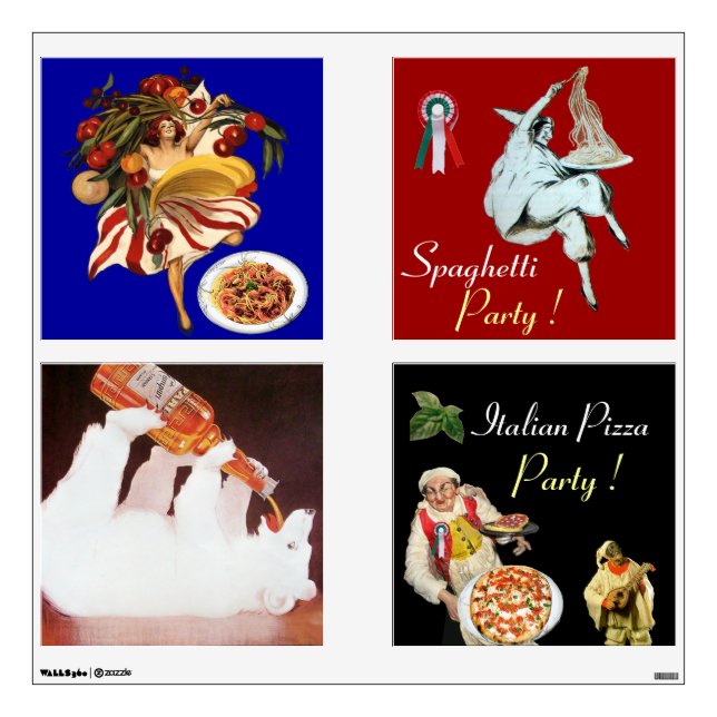 SPAGHETTI PARTY DANCE  ITALIAN KITCHEN, RESTAURANT WALL DECAL (Front)