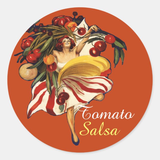 SPAGHETTI PARTY DANCE,ITALIAN KITCHEN TOMATO SALSA CLASSIC ROUND STICKER (Front)