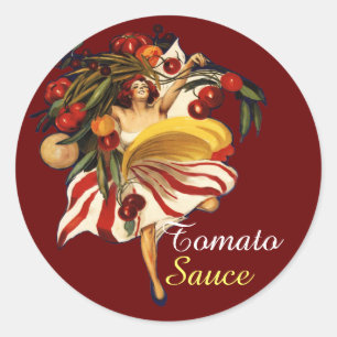 SPAGHETTI PARTY DANCE,ITALIAN KITCHEN TOMATO SAUCE CLASSIC ROUND STICKER