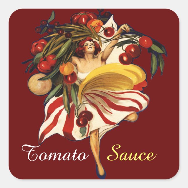 SPAGHETTI PARTY DANCE,ITALIAN KITCHEN TOMATO SAUCE SQUARE STICKER (Front)