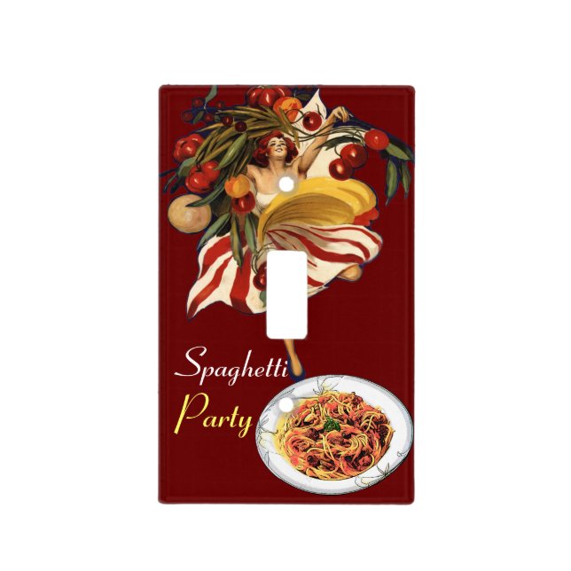 SPAGHETTI PARTY DANCE,ITALIAN KITCHEN,TOMATOES red Light Switch Cover (Front)