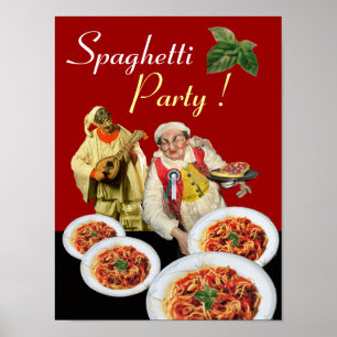SPAGHETTI PARTY,Italian Kitchen,Chef,Pulcinella Poster