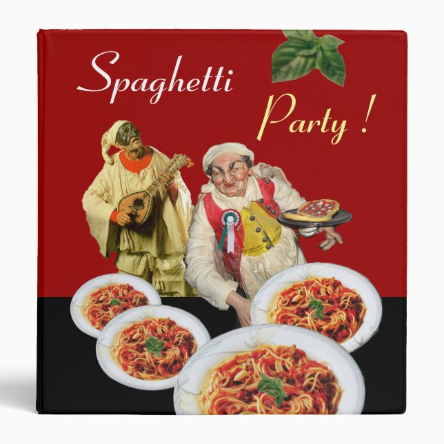 SPAGHETTI PARTY ITALIAN KITCHEN CHEF RECIPE BOOK 3 RING BINDER (Front)