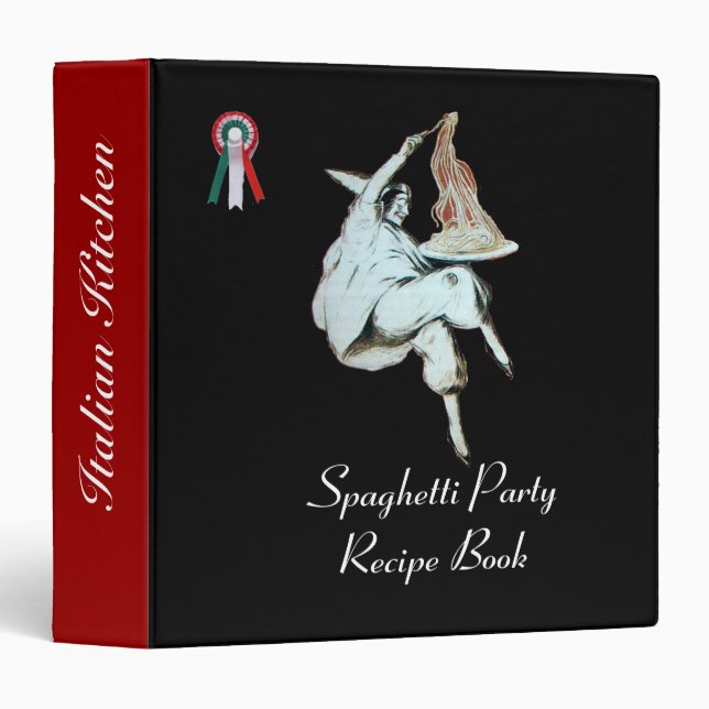 SPAGHETTI PARTY ITALIAN KITCHEN RECIPE BOOK 3 RING BINDER (Front/Spine)
