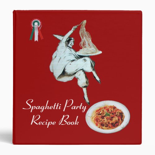 SPAGHETTI PARTY ITALIAN KITCHEN RECIPE BOOK 3 RING BINDER