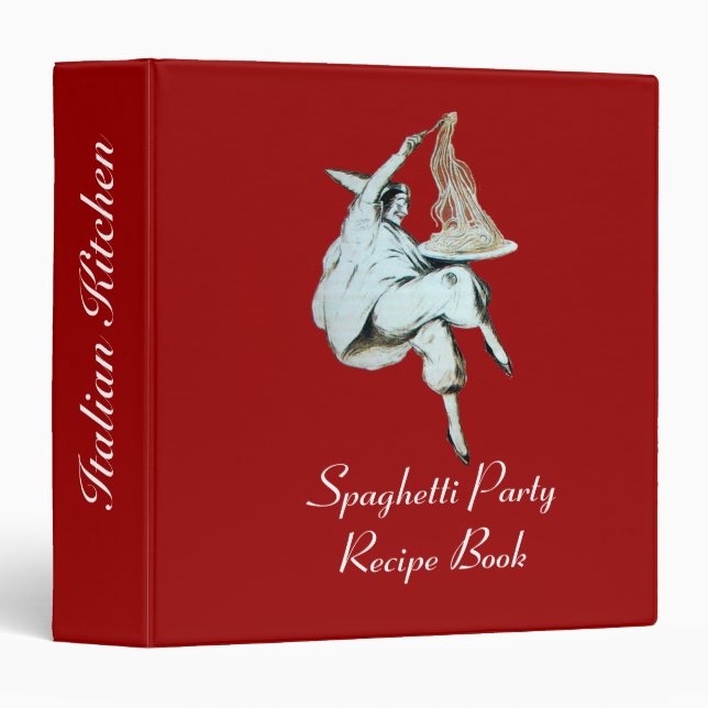 SPAGHETTI PARTY ITALIAN KITCHEN RECIPE BOOK 3 RING BINDER (Front/Spine)