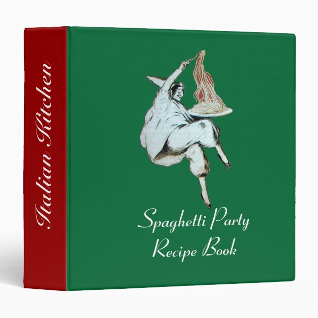 SPAGHETTI PARTY ITALIAN KITCHEN RECIPE BOOK BINDER (Front/Spine)