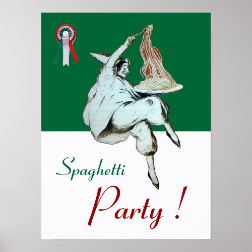 SPAGHETTI PARTY ITALIAN KITCHEN red green white Poster