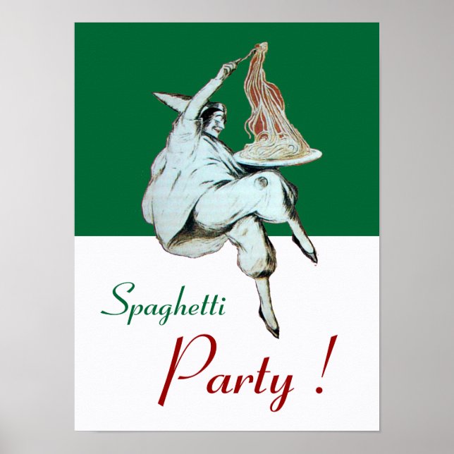 SPAGHETTI PARTY, ITALIAN KITCHEN ,red green white Poster (Front)