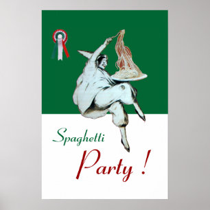 SPAGHETTI PARTY, ITALIAN KITCHEN ,red green white Poster