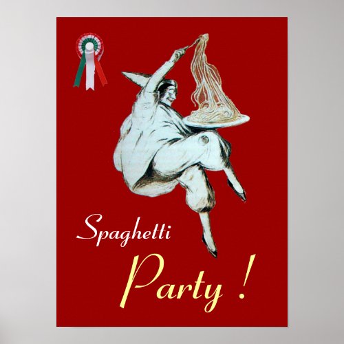 SPAGHETTI PARTY ITALIAN KITCHEN red green white Poster