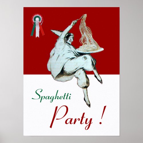 SPAGHETTI PARTY ITALIAN KITCHEN red green white Poster