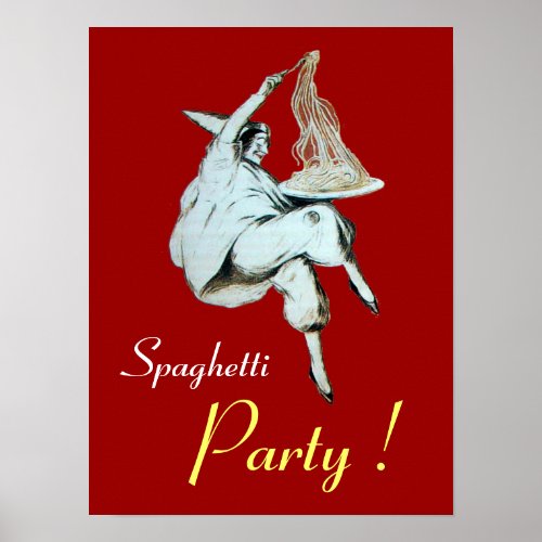 SPAGHETTI PARTY ITALIAN KITCHEN red Poster