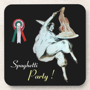 SPAGHETTI PARTY ITALIAN KITCHEN, RESTAURANT,black Drink Coaster