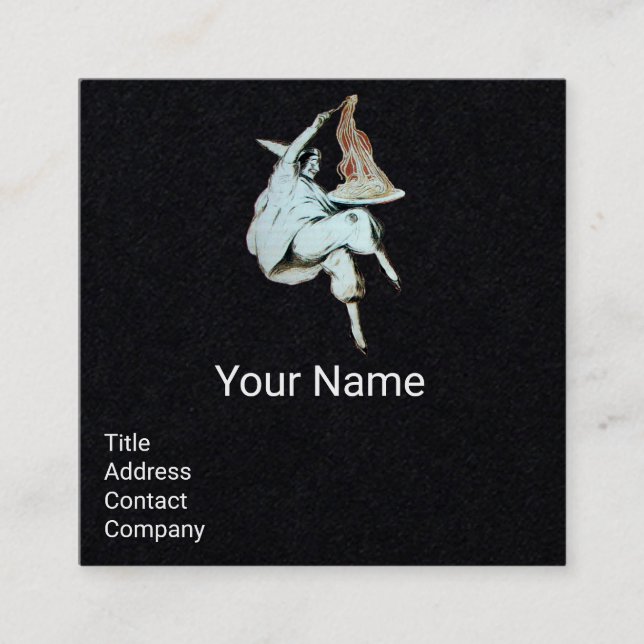 SPAGHETTI PARTY ITALIAN KITCHEN, RESTAURANT Black Square Business Card (Front)