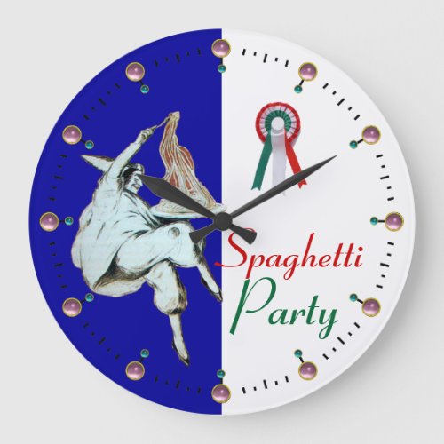 SPAGHETTI PARTY ITALIAN KITCHEN RESTAURANTblue Large Clock