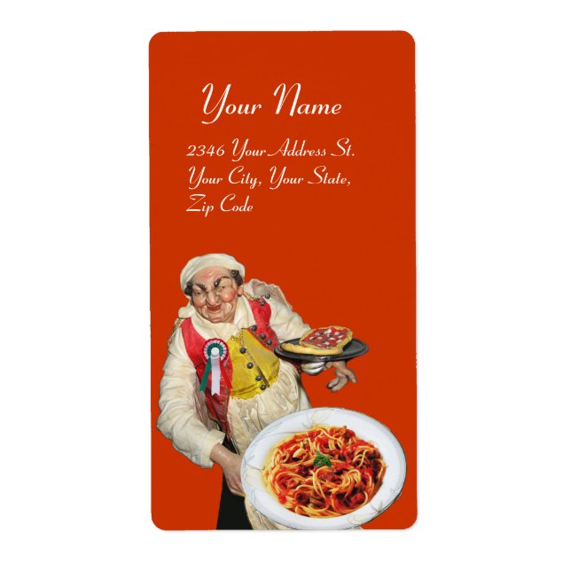 SPAGHETTI PARTY ITALIAN KITCHEN RESTAURANT CHEF LABEL (Front)