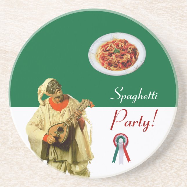 SPAGHETTI PARTY, ITALIAN KITCHEN ,RESTAURANT DRINK COASTER (Front)