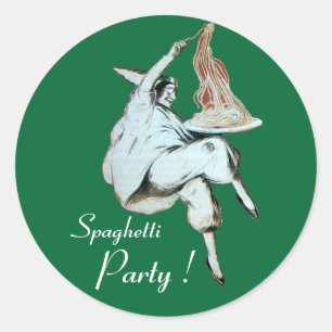 SPAGHETTI PARTY ITALIAN KITCHEN, RESTAURANT green Classic Round Sticker