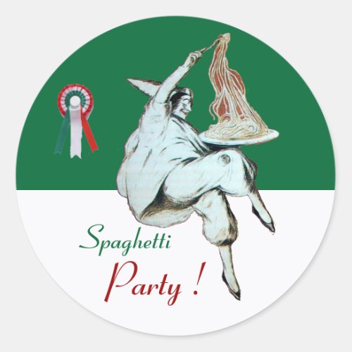 SPAGHETTI PARTY ITALIAN KITCHEN RESTAURANT green Classic Round Sticker