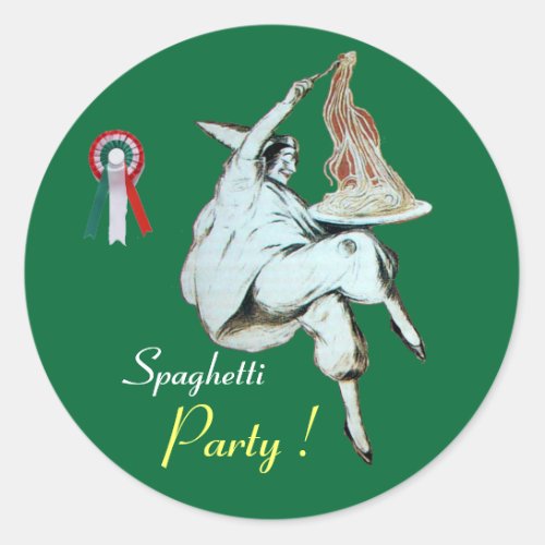 SPAGHETTI PARTY ITALIAN KITCHEN RESTAURANT green Classic Round Sticker