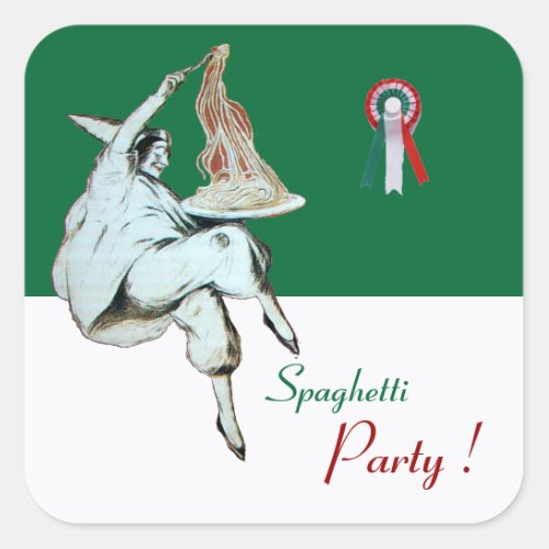 SPAGHETTI PARTY ITALIAN KITCHEN RESTAURANT green Square Sticker