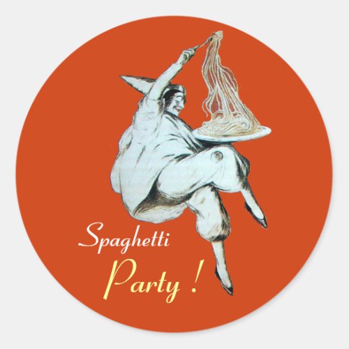 SPAGHETTI PARTY ITALIAN KITCHEN RESTAURANT orange Classic Round Sticker