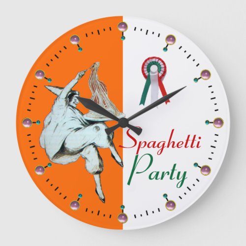 SPAGHETTI PARTY ITALIAN KITCHEN RESTAURANTorange Large Clock