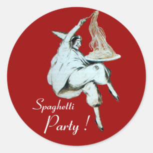 SPAGHETTI PARTY ITALIAN KITCHEN, RESTAURANT red Classic Round Sticker