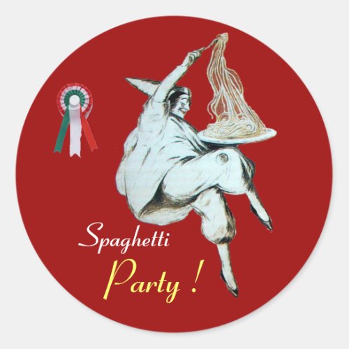 SPAGHETTI PARTY ITALIAN KITCHEN RESTAURANT red Classic Round Sticker